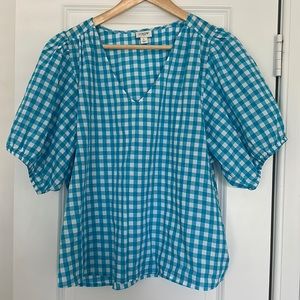 J. Crew Factory Gingham Top Size L